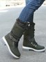 KNIT WOOL PANEL BUCKLE LACES Casual Hiking Boots