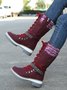 KNIT WOOL PANEL BUCKLE LACES Casual Hiking Boots