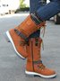 KNIT WOOL PANEL BUCKLE LACES Casual Hiking Boots