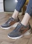 Leopard Gold Solid Color Cutout Mesh Casual Sneakers
