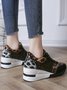 Leopard Gold Solid Color Cutout Mesh Casual Sneakers