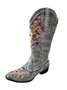 Vintage Ethnic Floral Embroidered Chunky Heel High Boots