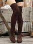 Vintage Warm Wool Stitching Wedge Over Knee Sock Boots
