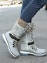 KNIT WOOL PANEL BUCKLE LACES Casual Hiking Boots