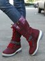 KNIT WOOL PANEL BUCKLE LACES Casual Hiking Boots