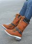 KNIT WOOL PANEL BUCKLE LACES Casual Hiking Boots