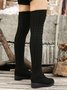 Vintage Warm Wool Stitching Wedge Over Knee Sock Boots