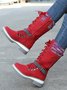 KNIT WOOL PANEL BUCKLE LACES Casual Hiking Boots