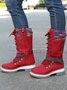 KNIT WOOL PANEL BUCKLE LACES Casual Hiking Boots