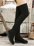 Vintage Warm Wool Stitching Wedge Over Knee Sock Boots