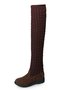 Vintage Warm Wool Stitching Wedge Over Knee Sock Boots