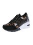 Leopard Gold Solid Color Cutout Mesh Casual Sneakers