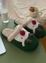 Christmas Elk Color Block Furry Slippers