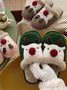 Christmas Elk Color Block Furry Slippers
