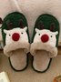 Christmas Elk Color Block Furry Slippers