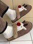 Christmas Elk Color Block Furry Slippers