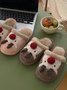 Christmas Elk Color Block Furry Slippers