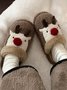 Christmas Elk Color Block Furry Slippers