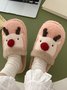 Christmas Elk Color Block Furry Slippers
