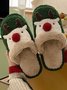 Christmas Elk Color Block Furry Slippers