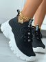 Letters Breathable Slip On Knit Sneakers