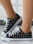 Rhinestone Lace-up Canvas Sneakers