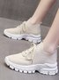 Letters Breathable Slip On Knit Sneakers