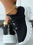 Letters Breathable Slip On Knit Sneakers