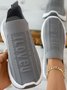 I Love U Pattern Slip On Knit Sneakers