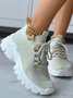 Letters Breathable Slip On Knit Sneakers
