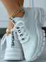 Letters Breathable Slip On Knit Sneakers