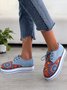 Floral Printed Patchwork Lace Up Shoes