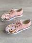 Floral Printed Patchwork Lace Up Shoes
