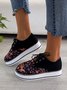 Floral Printed Patchwork Lace Up Shoes
