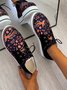 Floral Printed Patchwork Lace Up Shoes