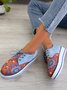 Floral Printed Patchwork Lace Up Shoes