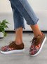 Floral Printed Patchwork Lace Up Shoes
