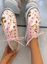 Floral Printed Patchwork Lace Up Shoes