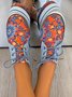 Floral Printed Patchwork Lace Up Shoes