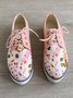 Floral Printed Patchwork Lace Up Shoes