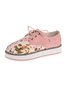 Floral Printed Patchwork Lace Up Shoes