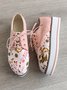 Floral Printed Patchwork Lace Up Shoes