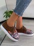 Floral Printed Patchwork Lace Up Shoes