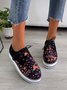 Floral Printed Patchwork Lace Up Shoes