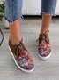 Floral Printed Patchwork Lace Up Shoes