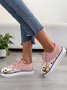 Floral Printed Patchwork Lace Up Shoes
