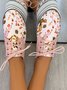 Floral Printed Patchwork Lace Up Shoes
