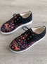 Floral Printed Patchwork Lace Up Shoes