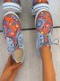 Floral Printed Patchwork Lace Up Shoes