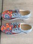 Floral Printed Patchwork Lace Up Shoes